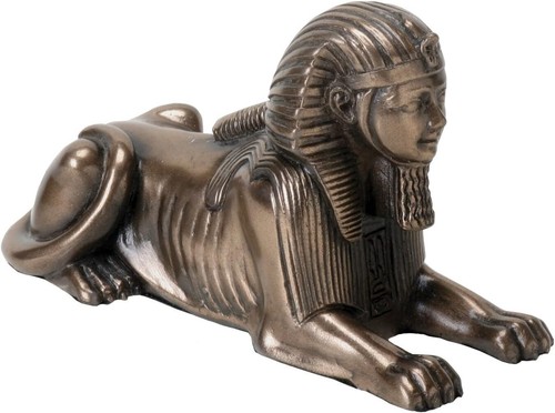 YTC Small Bronze Metal Colored Egyptian Style Sphinx Figurine Statue