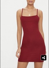 Boutique Womens  PLT Burgundy Strappy Straight Neck Bodycon Dress Size 4 BNWT
