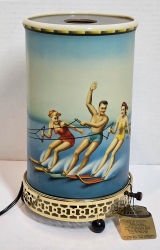 RARE 1958 ECONOLITE Water Skiers Palm Trees MOTION LAMP w Hang Tag