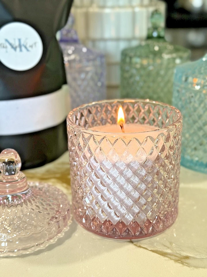 Jarrón de velas de vidrio de lujo, vela de lujo de 5 mechas de cera de arena, regalo único para decoración del hogar Foto 2 de 4