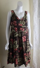 Jones New York - Sz 14 Fine Cotton Lawn Tropical A-Line Beautiful Dress 