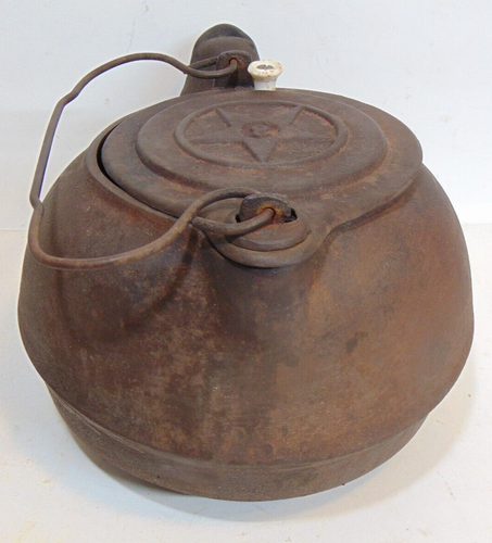Hervidor de agua de hierro fundido antiguo raro Chattanooga estrella puntiaguda # 8 olla con caño de pájaro - Imagen 11 de 23
