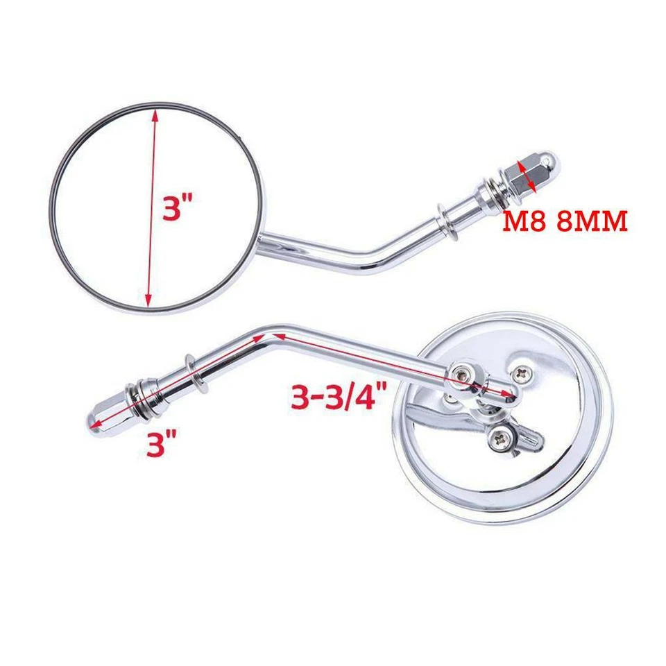 Espejos retrovisores redondos cromados para motocicleta Harley Davidson Softail Dyna Bobber Chopper Foto 4 de 4