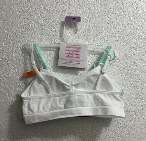 Girls Maidenform 2-pk Blue Believe White Seamless Ruched Cropped Bras Size Mediu - Picture 4 of 4