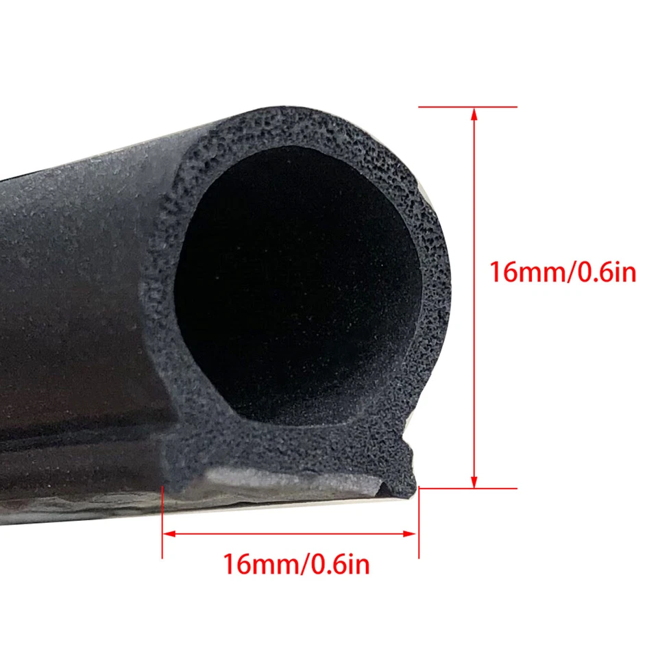 Universal Rubber Car Door Seal Strip Hollow Edge Guard Weatherstrip 16Ft D-Shape Foto 2 de 4