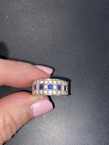 Sterling Silber 925 blauer Saphir cz Bandring, Größe 6 - Bild 2 von 6