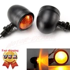 Motorcycle Universal Black Turn Signal Lights Indicator Amber For Harley Bobber