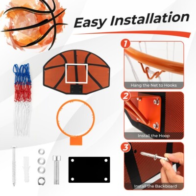 Large Wall Mount Basketball Hoop - 36x24" Shatterproof Backboard, 18" Rim, Adjustable Height