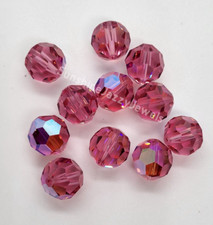 4pc Swarovski Crystal Rose AB 12mm Faceted Round 5000 Beads; Large Size 