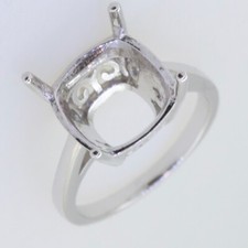 Sterling Silver Semi Mount Ring Setting Cushion CU 12x12mm Solitaire