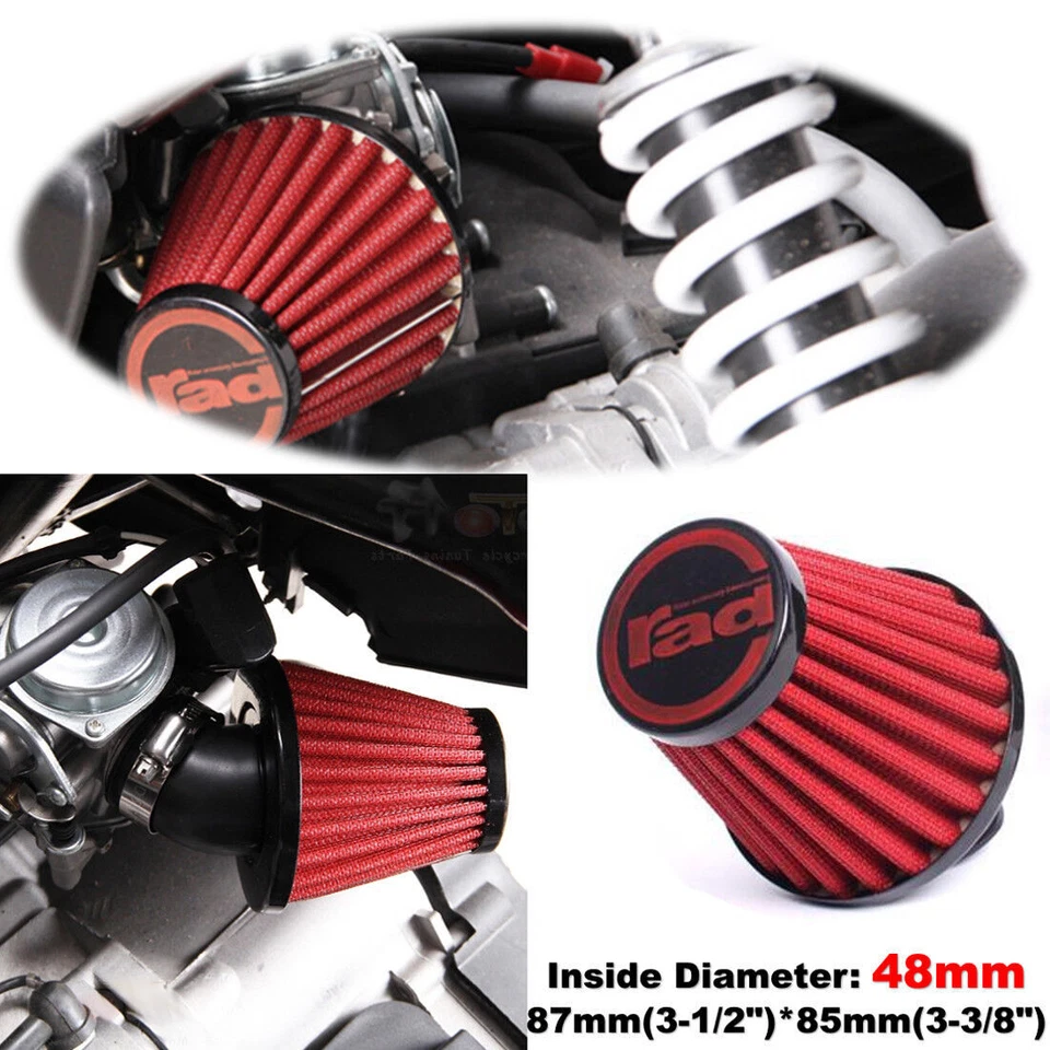 Cápsula de filtro de admisión de aire roja 48 mm 45 en ángulo para motocicleta ATV scooter nueva Foto 2 de 4
