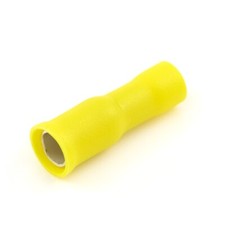 Vinyl Insulated Yellow Female Bullet Connector 12-10 Gauge .195 Tab - 100 Pack