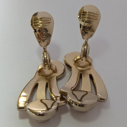 1940s Mid Century Modern Monet Clip On Earrings Gold Plated - Picture 16 of 19