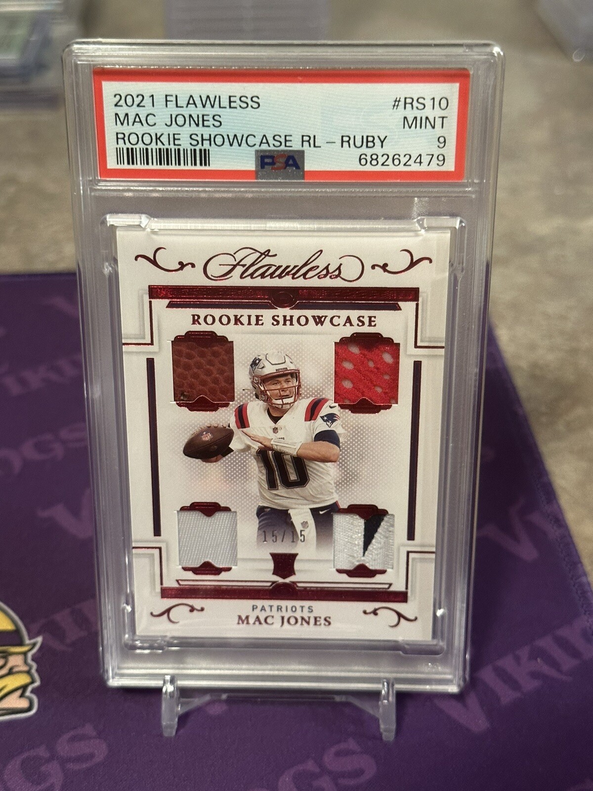 Mac Jones Panini Flawless Rookie Showcase Relics #RS10 Ruby