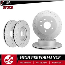 Front Rear Drilled & Slotted Disc Brake Rotors For Nissan Rogue Select