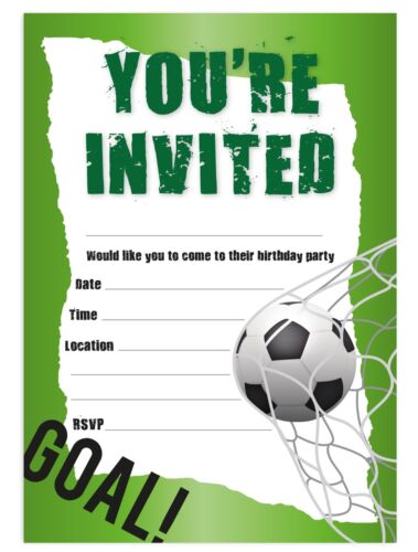 FOOTBALL BOYS BIRTHDAY PARTY INVITATIONS INVITES CHILDREN KIDS UNISEX - Picture 1 of 3