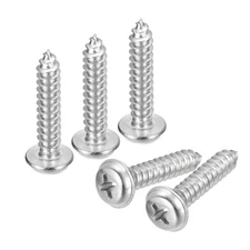 ST5x25x10mm Phillips Pan Head Self-tapping Screw with Washer, 50pcs (Silver)