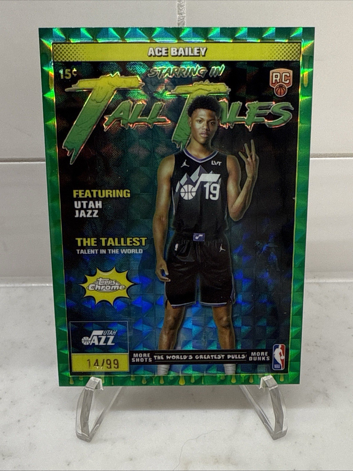 2025-26 Topps Chrome Ace Bailey RC Tall Tales Green Geometric Refractor /99 Jazz