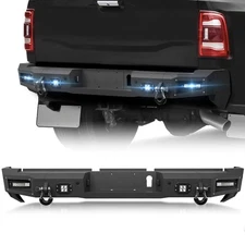 For Ram 2500 3500 2019-2025 Rear Bumper W/ Sensor Holes & License Plate Lights