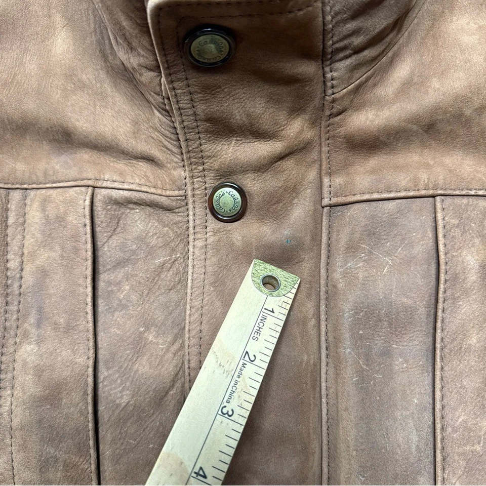 Abrigo de cuero Cabela's para hombre XL marrón tareas granero ranchero franela forrado aislante Foto 4 de 4