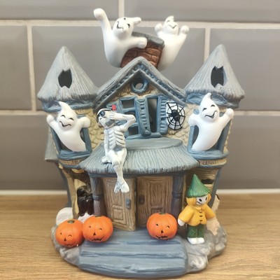 Vintage Partylite Geschenke Spuk Teelichthaus P7311 in Box Halloween Kürbisse