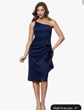 Xscape Womens Xscape Women's Scuba Crepe Halter Neck Ruffle Knee Length Dress 14