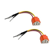 2 PCS H4 9003 HB2 Headlight Socket, 16AWG Ceramic Pigtail Wiring Harness 