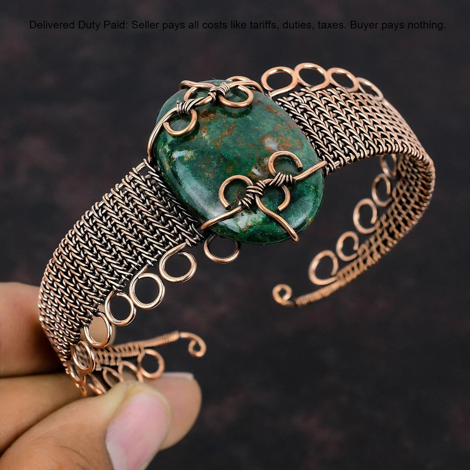 Новогодняя распродажа медь натуральный куприт хризоколла ручной работы ар-деко браслет манжета - Изображение 3 из 4