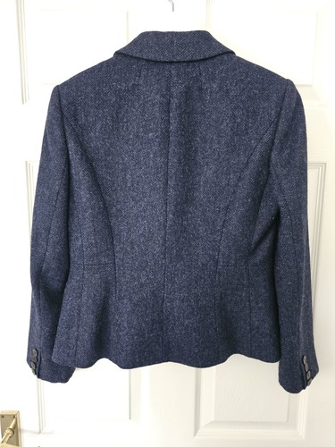 Hobbs Jacket Blazer Size 10 Blue Wool Lined Tweed Tailored Preppy Work Buxton - Picture 9 of 12