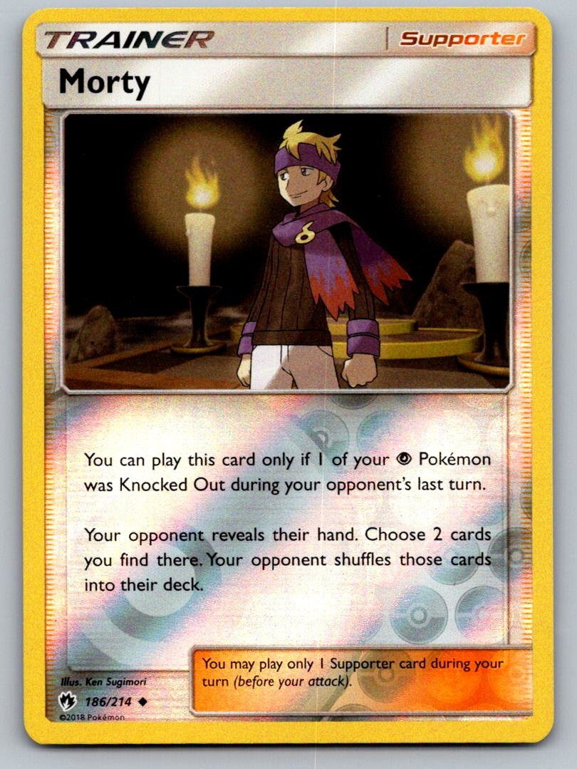 Morty 186/214 Uncommon Lost Thunder Pokemon Reverse Holo Lightly Played