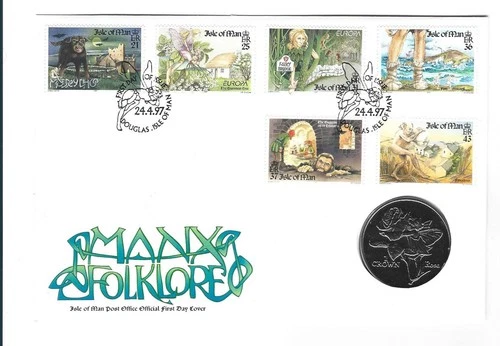 ISLE OF MAN 1997 MANX FOLKLORE STAMP AND COIN FIRST DAY COVER