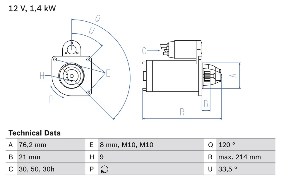 STARTER 0 986 017 110 FOR BMW M54 B25 2.5L 6cyl 5 SERIES M42B18 1.8L M44B19 1.9L - Image 2 of 4