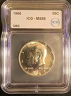 1966 50c SMS Kennedy Half Dollar, ICG MS 68 SMS