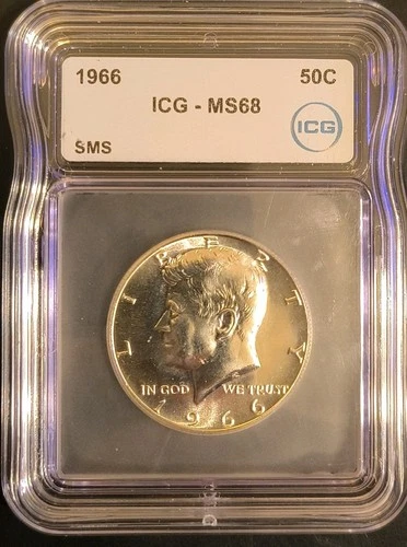 1966 50c SMS Kennedy Half Dollar, ICG MS 68 SMS