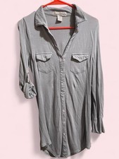 Love Notes Gray Button-Up Shirt Dress Size M
