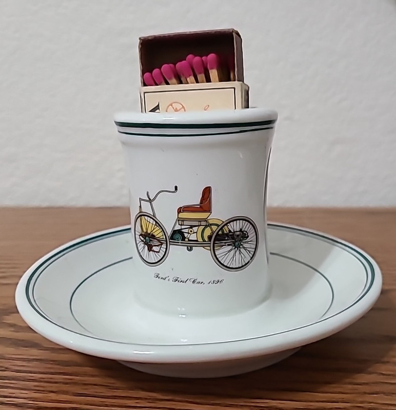 MATCH HOLDER w/ pictures of vintage AUTO/CARRIAGE