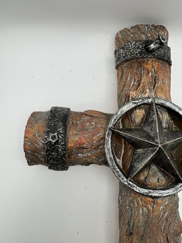 Rustikales Western Barnwood Look Resin Standkreuz 14,25x8,25x3 Top Zustand - Bild 3 von 12