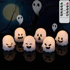 Ghost Flickering Flameless Candles with Remote & Timer,Battery Operated Warm ...