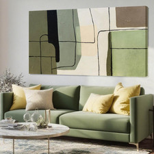 Framed Green Abstract Wall Art and White Modern Wall Decor, Modern Canvas Prints