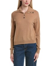 Bruno Magli Half Button Placket Wool  Cashmere-Blend Pullover Women's