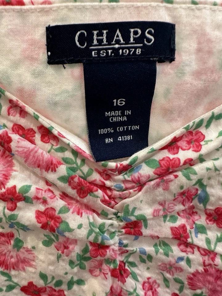 Vestido Vintage Chaps Floral Volantes Niñas Talla 16 Usado en Excelente Condición Foto 3 de 3