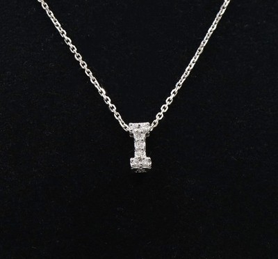 Roberto Coin Tiny Treasures Diamond Love Letter I 18K White Gold Charm Necklace