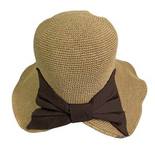Sun N Sand Women's Organic Straw Sun Hat with Bow Trim, Adjustable, Packable