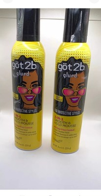 Got 2B Glued 2-In-1 Smooth & Hold Mousse 8oz , 96 Hrs Frizz Control (pack of 2)