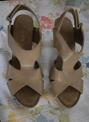 Sandals Shoes WomensAerosoles  Break Brown Leather Slingback Dress Sandal 
