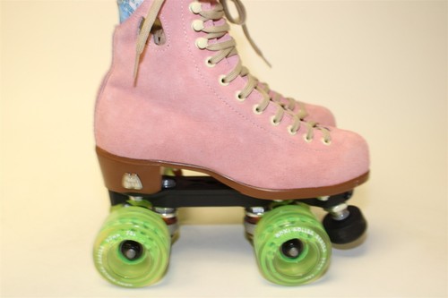Riedell NEW Moxi Womens 5 M USA Made Pink Suede Outdoor 65mm Quad Roller Skates - Picture 7 of 24