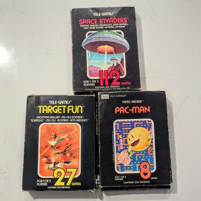 Pac-Man, Space Invaders, And Target Fun - Lot Of 3 Sears Tele-Games / Atari 2600