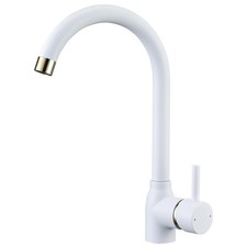 White Kitchen Taps Mixer Single Lever Monoblock Kitchen Sink Mixer Tap