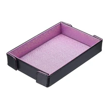 PU Leather Dice Tray, Rectangle Folding Dice Rolling Tray, Glitter Light Purple
