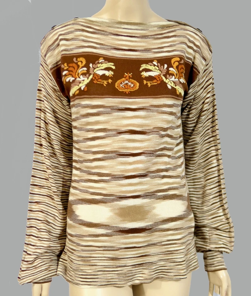 Suéter Gallo Vintage Años 70 Retro Mod Hippy Rayas Tinte Espacial Novedad M/L Foto 2 de 4